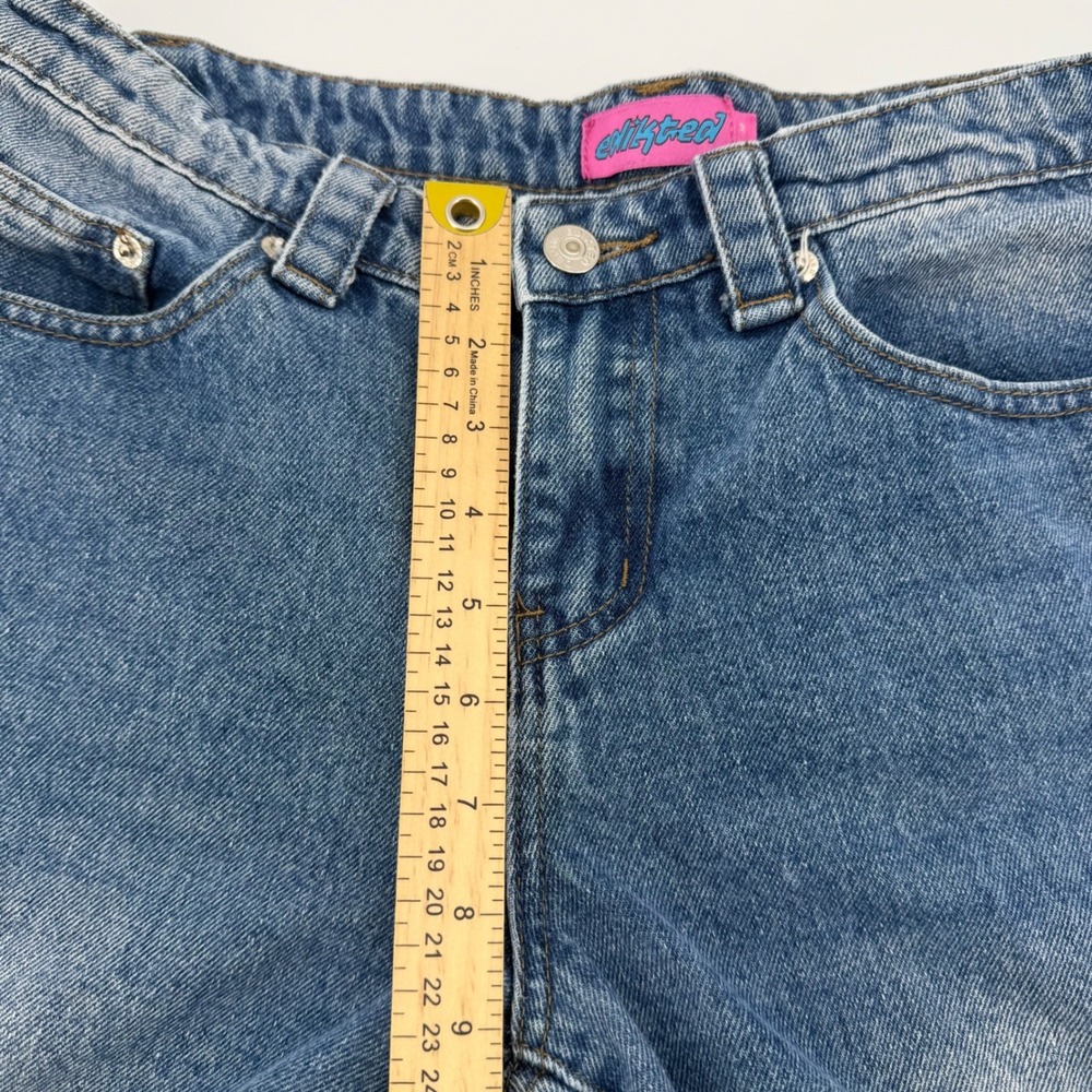 Edikted Carpenter Jeans Women M Blue Medium Wash Wide Leg Y2K High Rise Utility - Picture 4 of 9